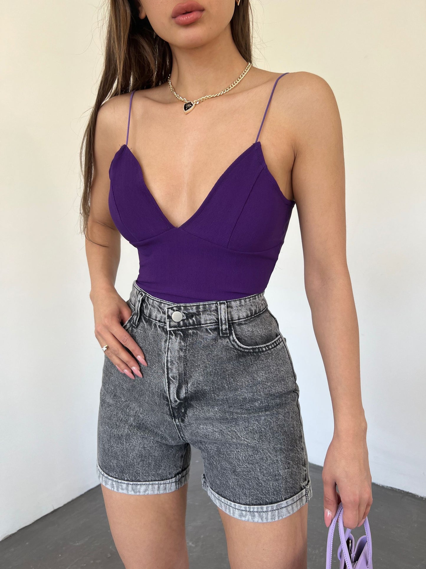 Duble Paça Yıkamalı Denim Şort