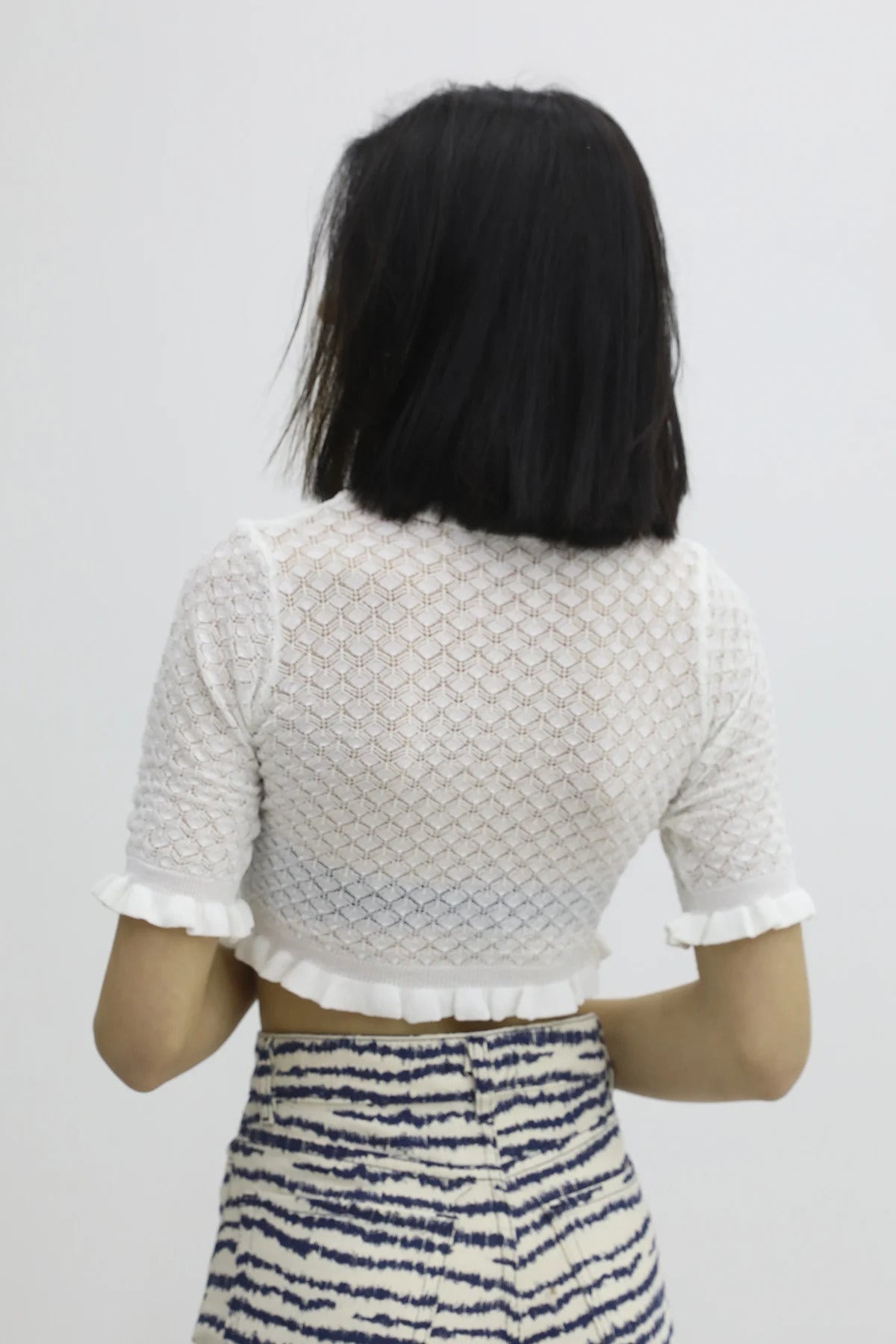 Bel Lastikli Triko Bluz - P-019803EKRU