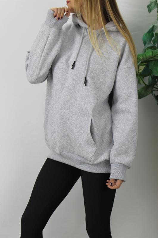 Üç İplik Kapşonlu Sweat – Gri”