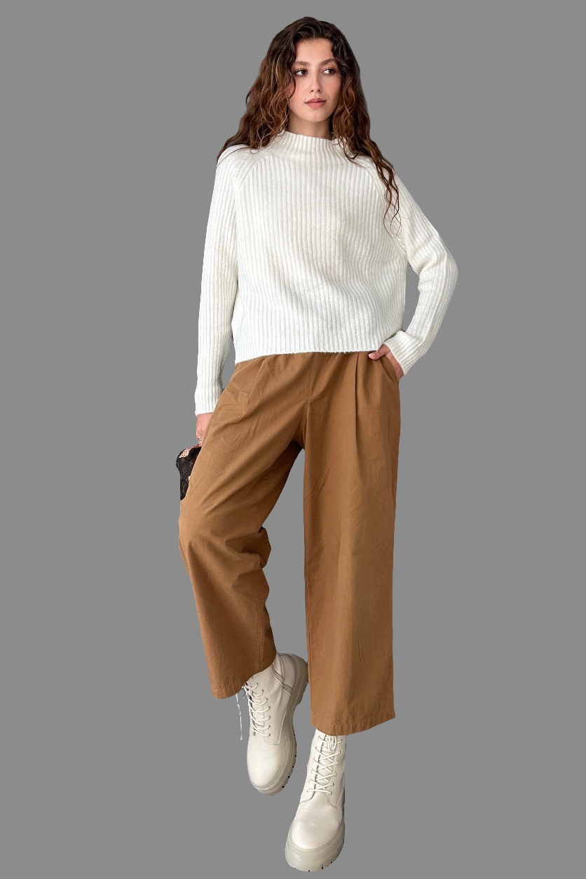 Yarım Balıkçı Fitilli Triko Kazak