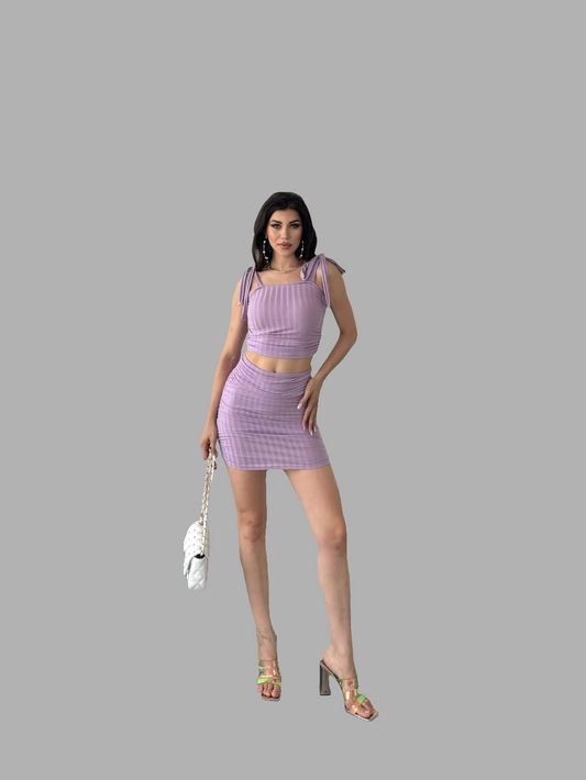 ✨ Tek Omuz Fırfır Detaylı Etek ve Bluz İkili Takım ✨