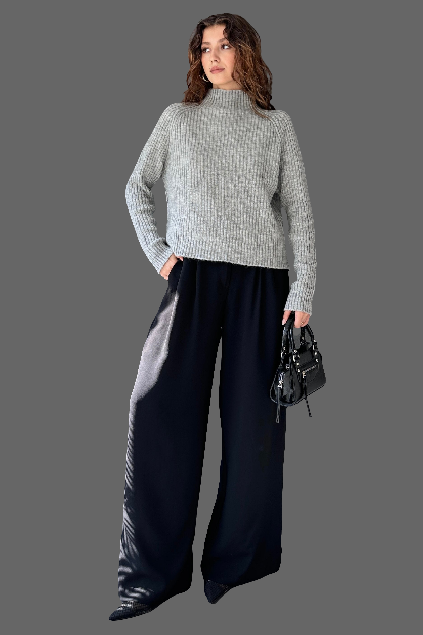 Yarım Balıkçı Fitilli Triko Kazak