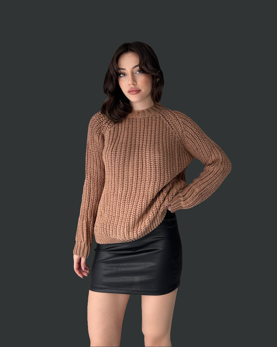 Bisiklet Yaka Selanik Örgü Triko Kazak