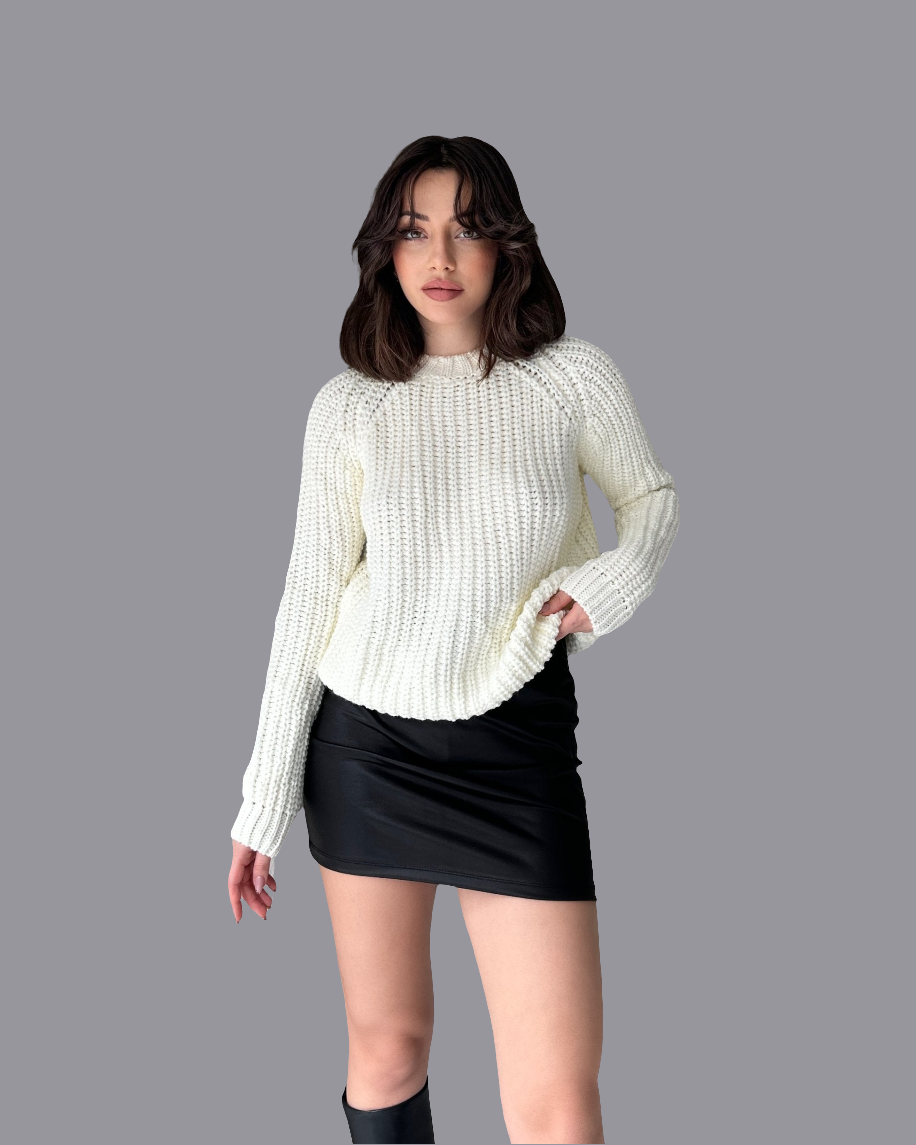 Bisiklet Yaka Selanik Örgü Triko Kazak