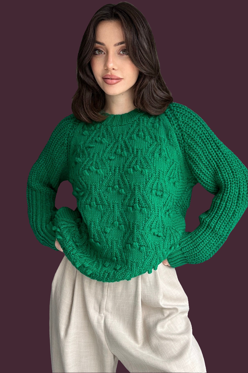 Bisiklet Yaka Bürümcük Detaylı Triko Kazak