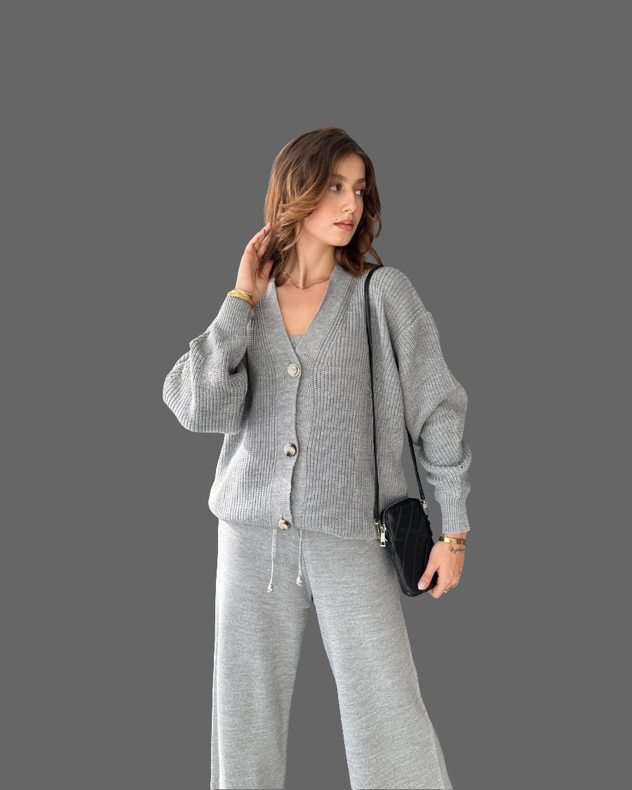 Hırka-Bluz Ve Pantolon Triko 3\'Lü Takım