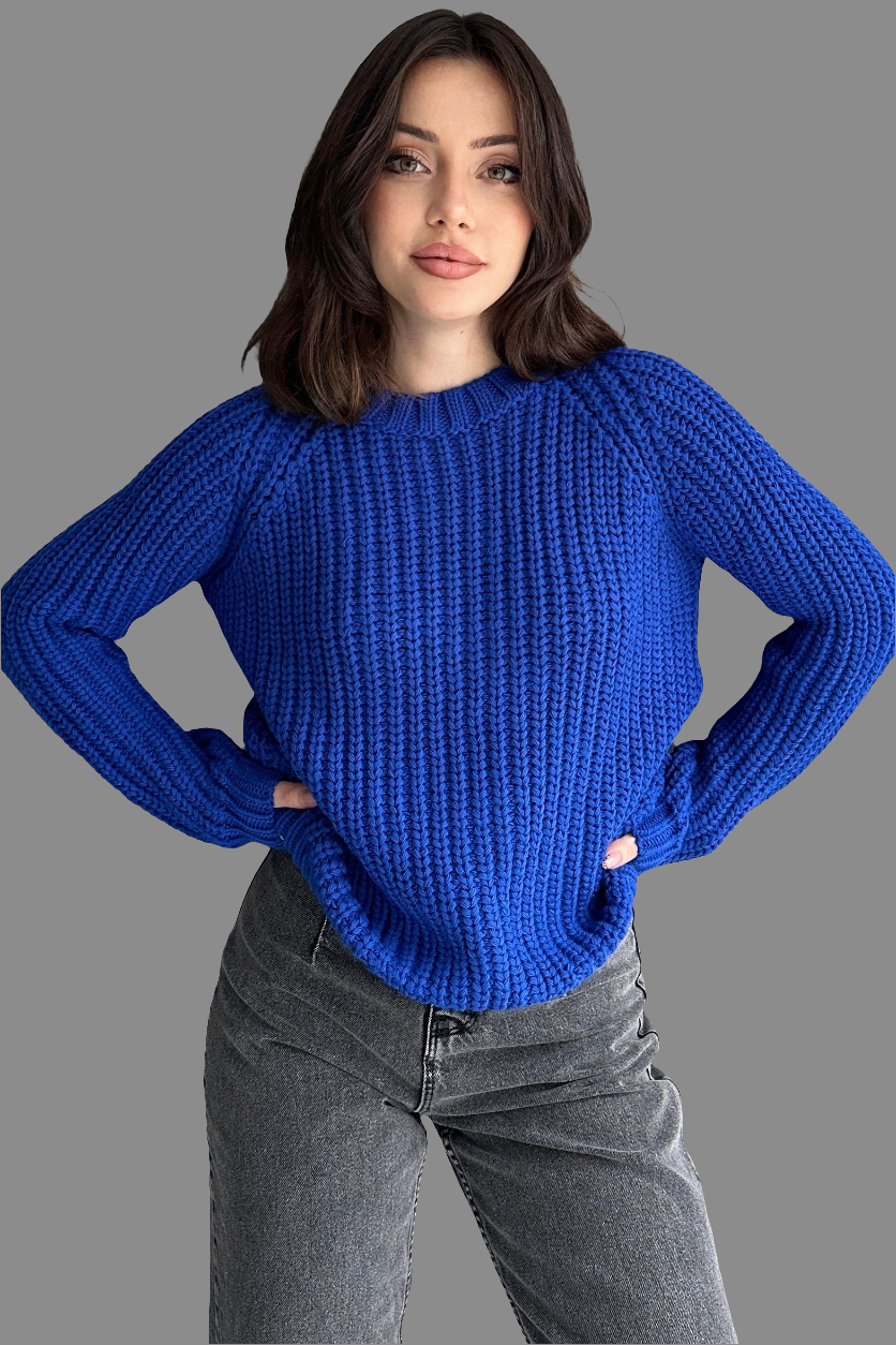 Bisiklet Yaka Selanik Örgü Triko Kazak