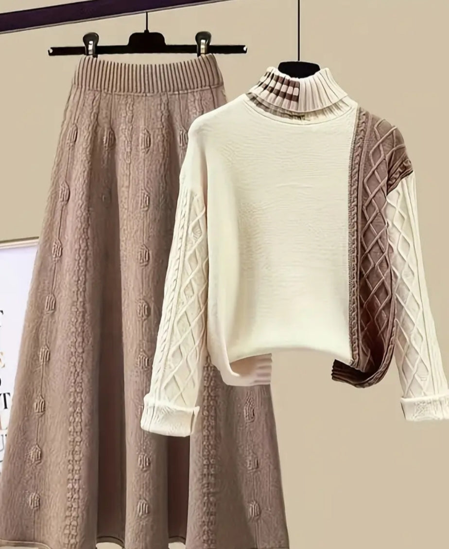 Zarif Triko Kazak & Piliseli Etek Takım (2025 Kış Koleksiyonu)”